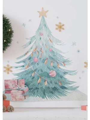 Wallhuman Yılbaşı-Soft Noel Ağacı Çocuk Bebek Odası Sticker Seti , Yılbaşı Süsü Yeni Yıl Kış Konsepti