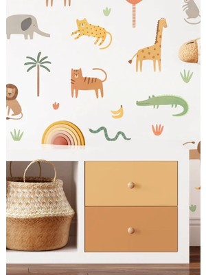 Wallhuman Minimal Hayvanlar Çocuk Odası Duvar Stickerı