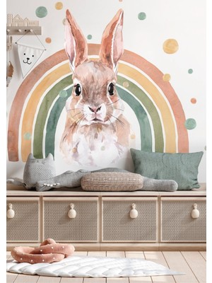 Wallhuman Tavşanlı Gökkuşağı Çocuk Odası Duvar Stickerı
