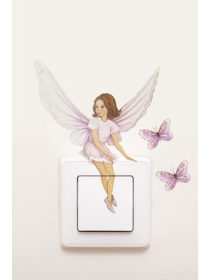Wallhuman Priz- Oturan Kelebekli Peri Çocuk Odası Stickerı
