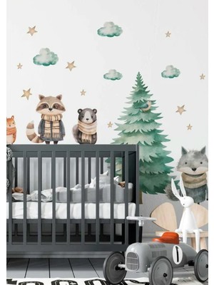 Wallhuman Gece Ormanları Çocuk Odası Duvar Stickerı