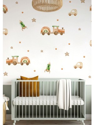 Wallhuman Ahşap Taşılar Çocuk Odası Duvar Stickerı