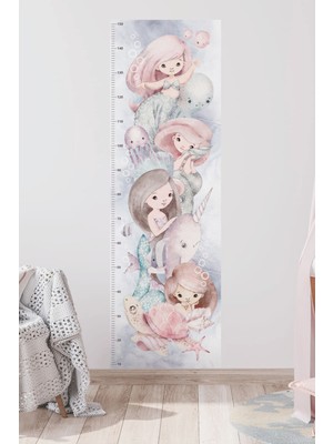 Wallhuman Deniz Kızı Boy Ölçer Çocuk Odası Duvar Stickerı
