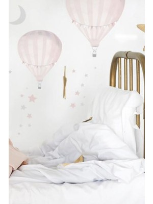 Wallhuman Pembe Sıcak Hava Balonları Duvar Stickerı