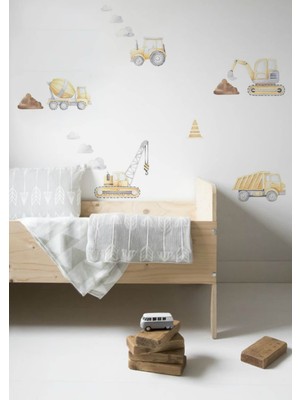 Wallhuman Iş Makineleri Çocuk Odası Duvar Stickerı