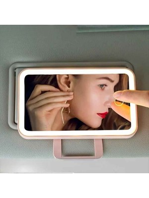 Monozone LED Işıklı Araç Içi Makyaj Aynası Şiddeti Ayarlanabilir Dokunmatik 3 Modlu  Araba Güneşlik