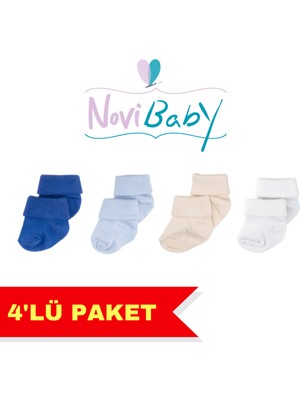Novibaby 4'lü Bambu Bebek Çorap, Yenidoğan Bebek Çorabı, Kız Erkek Çocuk, Wz4