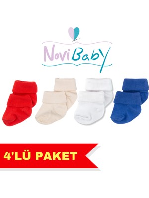 Novibaby 4'lü Bambu Bebek Çorap, Yenidoğan Bebek Çorabı, Kız Erkek Çocuk, Ab4