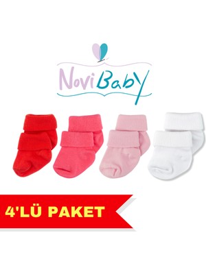 Novibaby 4'lü Bambu Bebek Çorap, Yenidoğan Bebek Çorabı, Kız Erkek Çocuk, Cd4