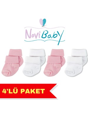 Novibaby 4'lü Bambu Bebek Çorap, Yenidoğan Bebek Çorabı, Kız Erkek Çocuk, Gh4