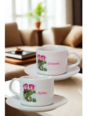 Ahinur Mutfak Aşkıma, Birtaneme Kişiye Özel Porselen Çift Kupa Seti – Sevgiliye Hediye – Baskılı Kahve Fincanı – Romantik Hediyelik