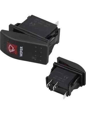 Pazarcan Silecek Sembollü Işıklı 3 Pinli On-Off 12-24V Marin