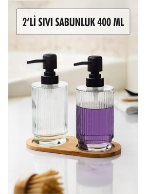 LTG Nova 2 Li Bambu Altlıklı Sıvı Sabunluk Seti