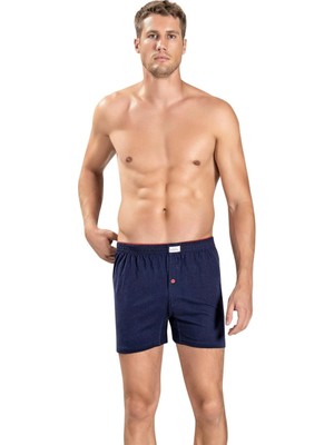 Jiber Erkek 3'lü Lacivert Havlu Kemer Düğme Detaylı Penye Boxer