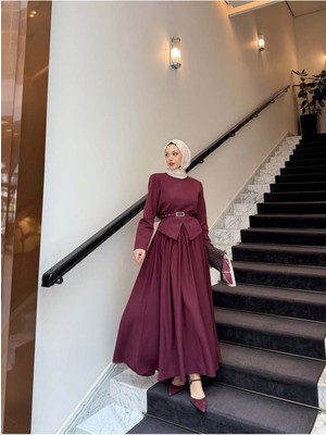 Miraydin Butik Kadın Double Krep Kumaş Şık Ceket ve Etek Takım Burgonya - M41420