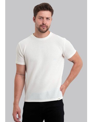 Slazenger Erkek Beyaz Waffle Dokulu Kısa Kollu T-Shirt