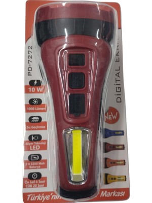 Powerdex PD-7272 Profesyonel El Feneri | 10W – 1000 Lümen – 6400 Mah – Powerbank Özellikli & Cob LED Aydınlatma