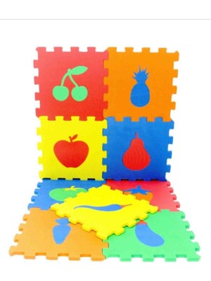 Ekim Toys 9 Parça Büyük Meyve Desenli Eva Oyun Karosu Yer Matı Yapboz Puzzle