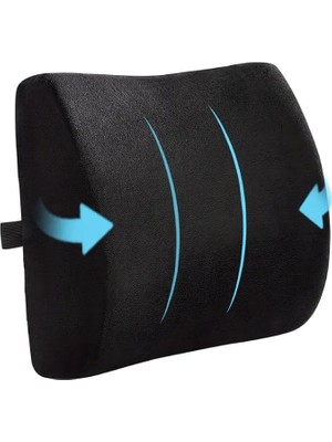 Leaf Shop Ortopedik Visko Bel ve Sırt Minderi Yastığı Destekleyici Minder Yastık, Figiza, Siyah, Standart