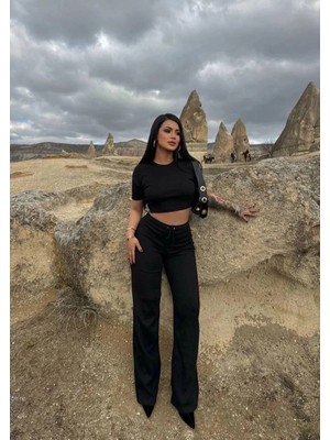 Zengezur Mall Drnds Bol Paça Pantolonlu Alt Üst Takım Siyah (Beden: L)