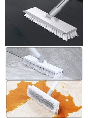 Nobera Çok Amaçlı Çekpaslı Yer Fırçası Banyo Fayans ve Halı Temizleme Fırçası Uzun Saplı