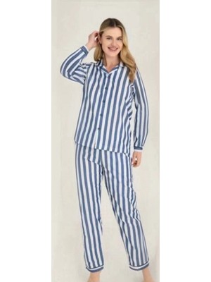 Pileli Store Pilelistore Freshness 4007 Kadın Uzun Kol Çizgili Gaffuriye Pijama Takımı