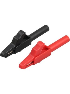 Pazarcan IC-243B 4mm Banan Jak Girişli Krokodil Catıı (2li Takım Siyah-Kırmızı)