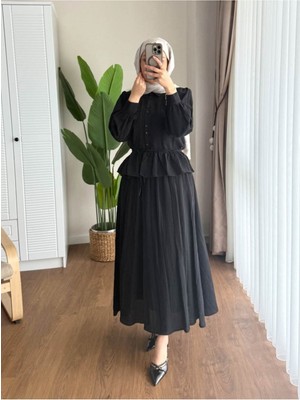 Miraydin Butik Kadın Fırfır Gömlekli Etekli Takım M2512 - Siyah
