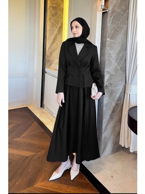 Miraydin Butik Kadın Pilikaşe Ceket ve Etek Takımı Siyah - M41414