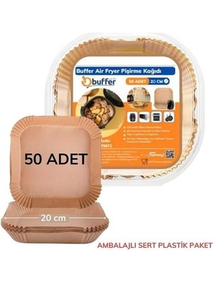 Karahanbey 50 Adet Fryer Pişirme Kağıdı Tek Kullanımlık Yağ Geçirmez Yapışmaz Kare Tabak Pvc