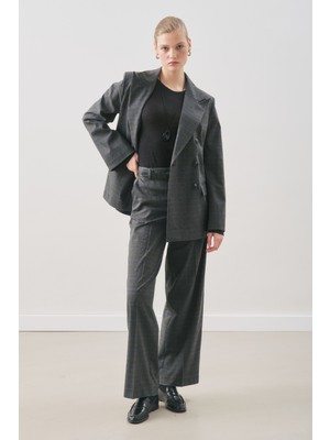 Manuka Klasik Ekose Pantolon Gri Ekose