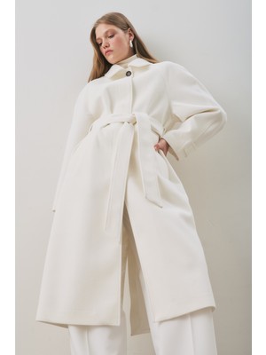 Manuka Premıum Kaşe Uzun Kaban Ekru