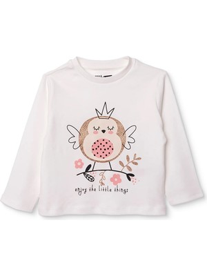 Hellobaby Kız Bebek Uzun Kol Tshirt Interlok Bisiklet Yaka Uzun Kol