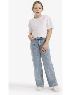 DeFacto Kız Çocuk Straight Wide Fit Geniş Paça Jean Pantolon G4939A825AU