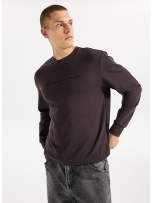 Jeep Bisiklet Yaka Baskılı Kahve Erkek Sweatshırt J5WM-SWT7276