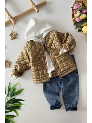 Miniğimin Cicileri Çıkarılabilir Kol Detaylı Min 3 Lü unisex takım - Kahve
