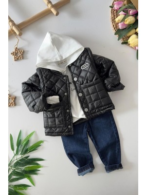 Miniğimin Cicileri Çıkarılabilir Kol Detaylı Min 3 Lü unisex takım - Siyah