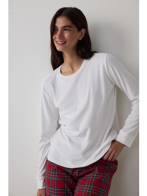 Penti Kırmızı Comfy Time Ekoseli Uzun Kollu Termal Etkili Pijama Takımı