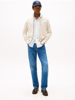 Tommy Hilfiger Bisiklet Yaka Normal Bej Erkek Kazak MW0MW36517HGF_ESSENTIAL Cotton Zıp