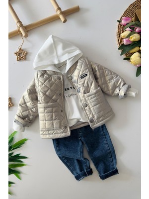 Miniğimin Cicileri Çıkarılabilir Kol Detaylı Min 3 Lü unisex takım - Gri