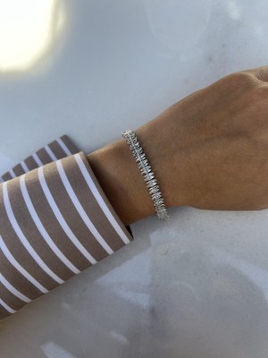 Tep's Jewellery Zigzag Baget Taşlı Gümüş Bileklik