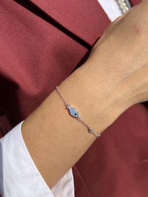 Tep's Jewellery Mavi Mozaik Görünümlü Gümüş Balık Bileklik
