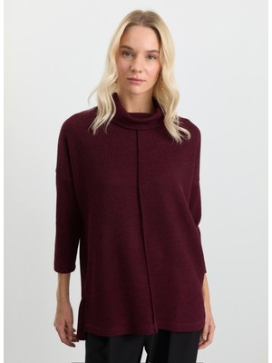 Selen Degaje Yaka Düz Bordo Kadın Bluz 25KSL8220