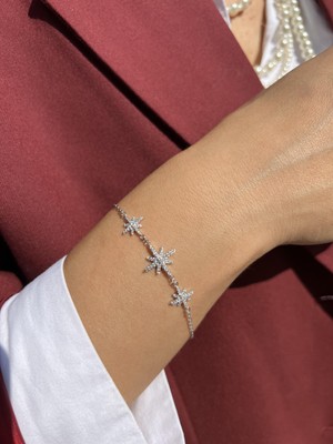 Tep's Jewellery Üçlü Taşlı Gümüş Kuzey Yıldızı Bileklik