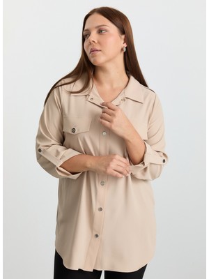 Selen Polo Yaka Düz Taş Kadın Bluz 25KSL8297