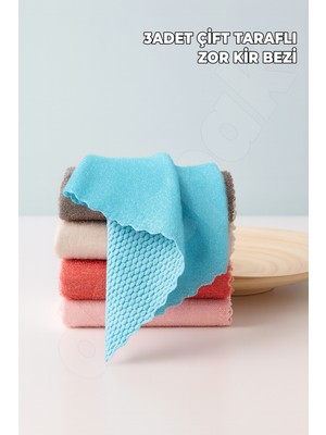 Destpak 3 Adet Zor Kir Bezi - Çift Taraflı - Ultra Kaliteli - Su Emici - Tezgah Bezi - Tüm Yüzeyler