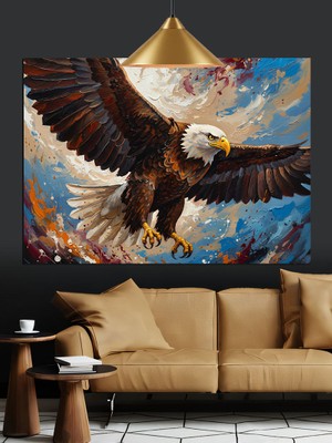Tablo Mega Uçan Kel Kartal Güç Dekoratif Kanvas - Mdf Ahşap Tablo