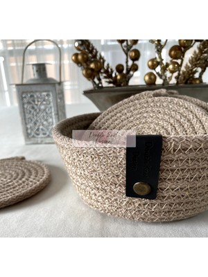 Double Knot Design 7 Prç Bardak Altlığı Set Tress Supla Jüt Hediyelik