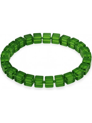 Tesbihname Zümrüt Yeşili Küp Kesim Doğal Damla Kehribar Erkek Bileklik
