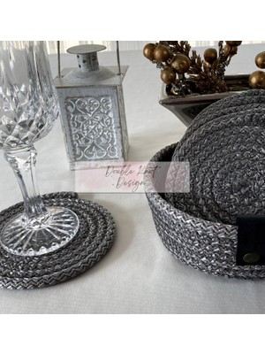 Double Knot Design 7 Prç Bardak Altlığı Set Tress Supla Jüt Hediyelik
